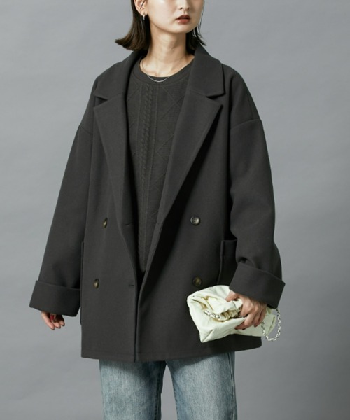 nissen（ニッセン）の「【販売終了】オーバーサイズダブルテーラージャケット（テーラードジャケット・レディース・チャコールグレー/アイボリー・M/L）」の10枚目の写真