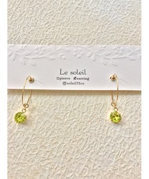 【Le soleil】一粒 スワロフスキー フープイヤリング(MA)