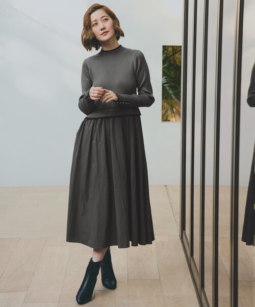 【美品】完売品リグリーム ロングスリーブマキシワンピース　ネイビー 美品】完売品リグリーム ロングスリーブマキシワンピース ネイビー