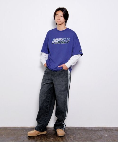 GLAZOS(グラソス)の「【大人向けサイズあり】デニム・配色ラインパンツ(デニムパンツ・キッズ・ブルー/ライトブルー/ブラック・S/M/L/LL)」の10枚目の写真