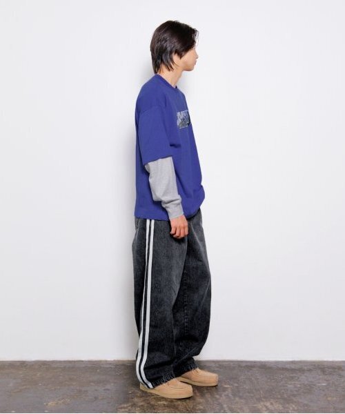 GLAZOS(グラソス)の「【大人向けサイズあり】デニム・配色ラインパンツ(デニムパンツ・キッズ・ブルー/ライトブルー/ブラック・S/M/L/LL)」の11枚目の写真