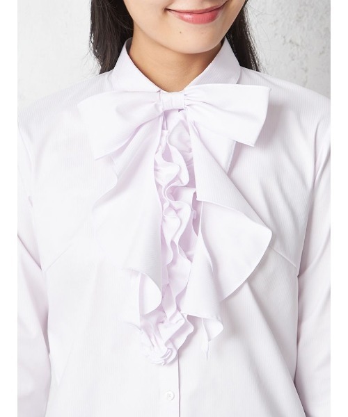 HARUYAMA(ハルヤマ)の「【ViVi】4WAY フリル&リボン ブラウス 洗える 形態安定 透け防止 フレッシャーズ 就活 卒業式 入学式 セレモニー オフィス シャツ(シャツ/ブラウス・レディース・ホワイト/ライトピンク/サックスブルー・9号/13号/5号/7号/11号/17号/15号)」の13枚目の写真