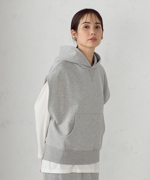 COMME CA ISM（コムサイズム）の「【セットアイテム】裏毛フーディベスト＋ロングTシャツ / セットアップ対応（ベスト・レディース・ネイビー/グレー/ミント・FREE）」の2枚目の写真