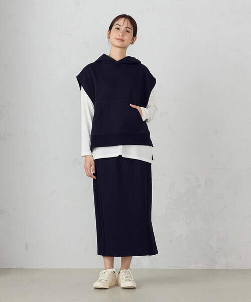 【セットアイテム】裏毛フーディベスト＋ロングTシャツ / セットアップ対応 セットアイテム】裏毛フーディベスト＋ロングTシャツ