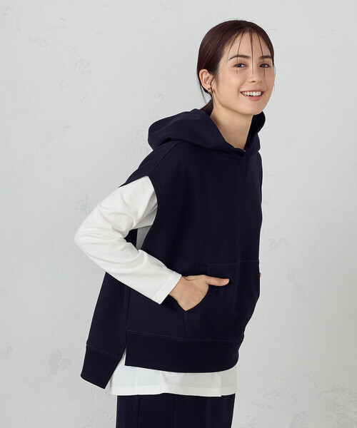 【セットアイテム】裏毛フーディベスト＋ロングTシャツ / セットアップ対応 セール】【セットアイテム】裏毛フーディベスト＋ロングTシャツ