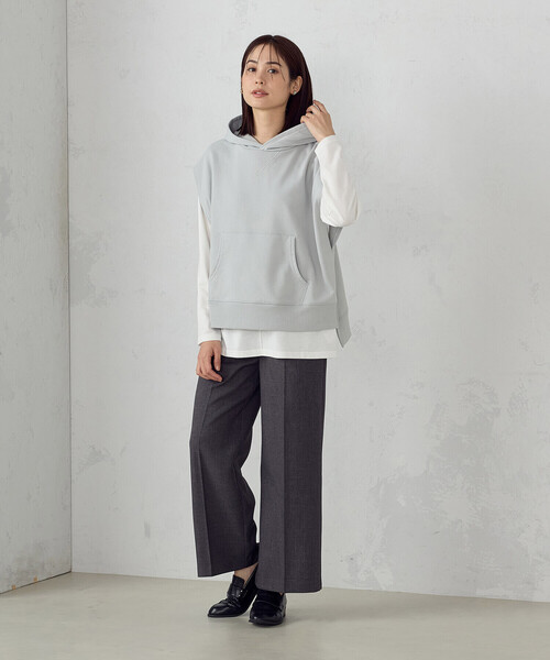 COMME CA ISM（コムサイズム）の「【セットアイテム】裏毛フーディベスト＋ロングTシャツ / セットアップ対応（ベスト・レディース・ネイビー/グレー/ミント・FREE）」の10枚目の写真