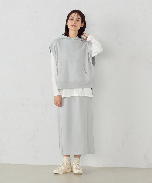 COMME CA ISM（コムサイズム）の「【セットアイテム】裏毛フーディベスト＋ロングTシャツ / セットアップ対応（ベスト・レディース・ネイビー/グレー/ミント・FREE）」の11枚目の写真