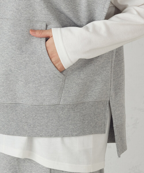 セール】【セットアイテム】裏毛フーディベスト＋ロングTシャツ