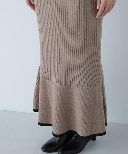 NATURAL BEAUTY BASIC（ナチュラルビューティーベーシック）の「バイカラーニットジャケット＆スカート（ワンピース・レディース・ホワイト系その他/グレー系その他/ベージュ系その他・MEDIUM）」の8枚目の写真