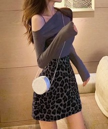レオパード柄台形ミニスカート