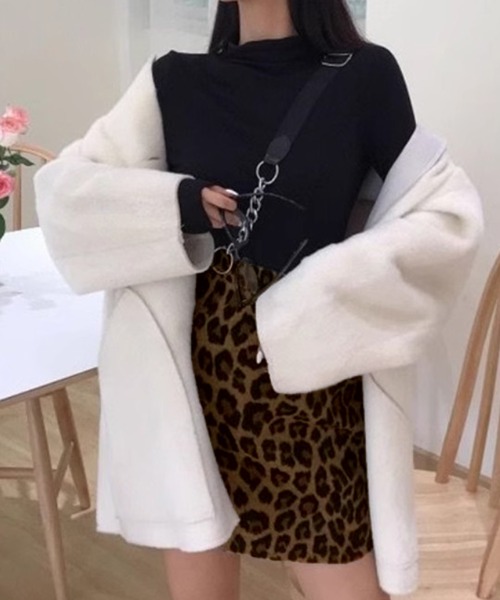 IRADOWL（アイラドール）の「レオパード柄台形ミニスカート（スカート・レディース・ブラウン/グレー・LARGE/MEDIUM/SMALL）」の4枚目の写真