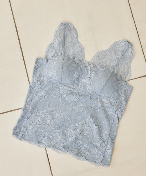 mysty woman(ミスティウーマン)の「カップ付きレースインナータンク 322313(タンクトップ・レディース・ブラック/オフホワイト/グレイッシュブルー・FREE)」の3枚目の写真