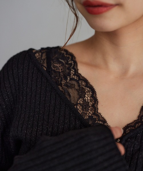 mysty woman(ミスティウーマン)の「カップ付きレースインナータンク 322313(タンクトップ・レディース・ブラック/オフホワイト/グレイッシュブルー・FREE)」の11枚目の写真