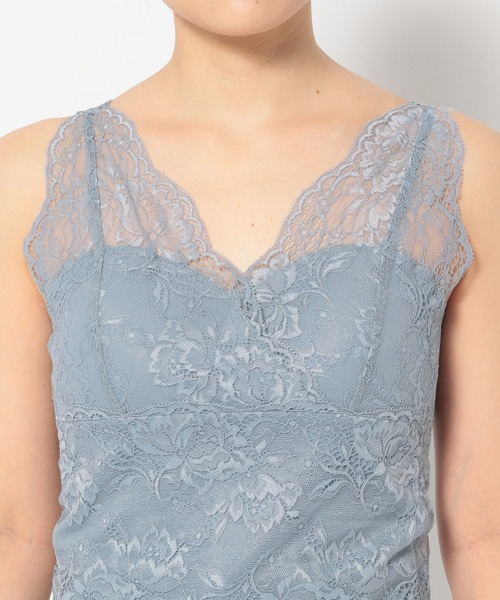 mysty woman(ミスティウーマン)の「カップ付きレースインナータンク 322313(タンクトップ・レディース・ブラック/オフホワイト/グレイッシュブルー・FREE)」の4枚目の写真