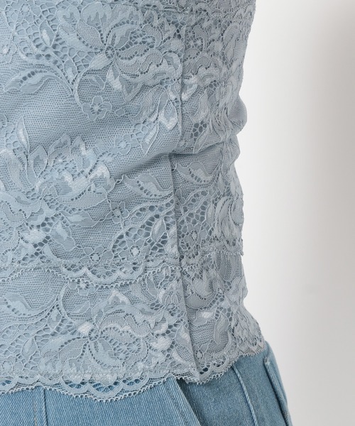 mysty woman(ミスティウーマン)の「カップ付きレースインナータンク 322313(タンクトップ・レディース・ブラック/オフホワイト/グレイッシュブルー・FREE)」の6枚目の写真