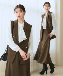 CELEN（セレン）の「《2025新作》【洗える/オフィスカジュアルスーツ/セレモニースーツ】ダブルブレストジレ・ドレープスカート 2点セット（スーツセット・レディース）」