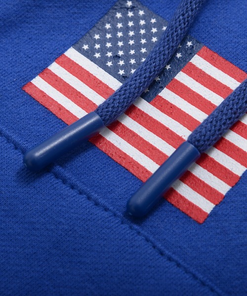 セール】【KOREAN SELECT】USA 星条旗 ロゴプリント 裏起毛 スウェット