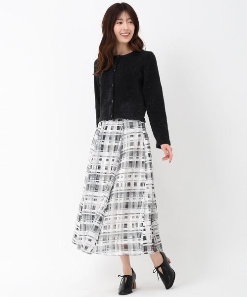 ❤︎新品❤︎MoNiLEメッシュチェック柄フレアスカート　ベージュ ❤︎新品❤︎MoNiLEメッシュチェック柄フレアスカート ベージュ