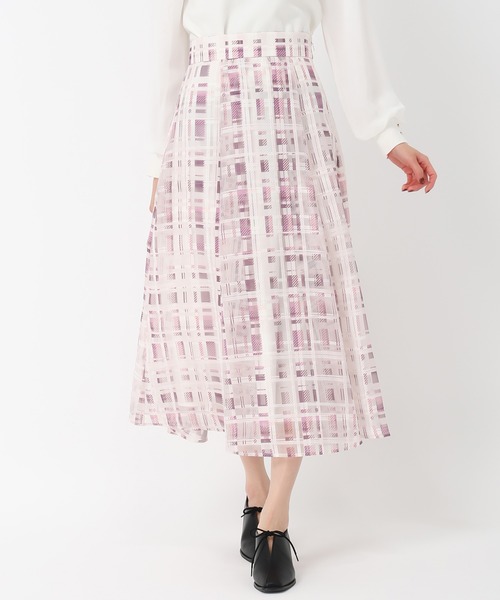 MISCH MASCH（ミッシュマッシュ）の「2025春夏新作 シアーチェックフレアスカート（スカート・レディース・ブルー/ピンク/ブラック・M/S）」の6枚目の写真