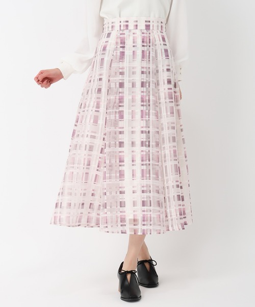 MISCH MASCH（ミッシュマッシュ）の「2025春夏新作 シアーチェックフレアスカート（スカート・レディース・ブルー/ピンク/ブラック・M/S）」の7枚目の写真