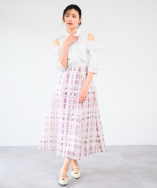 MISCH MASCH（ミッシュマッシュ）の「2025春夏新作 シアーチェックフレアスカート（スカート・レディース・ブルー/ピンク/ブラック・M/S）」の22枚目の写真
