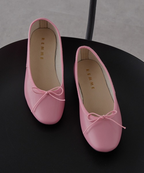 REMME（レメ）の「【REMME】レザーリボンバレエシューズ SHEEP LEATHER ZH-ZARAGOZA-SH（バレエシューズ・レディース・ピンク/ゴールド/ブラック/シルバー・39/38/37/36）」の3枚目の写真