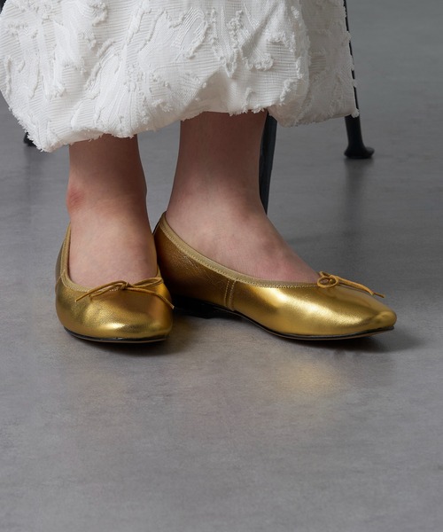 REMME（レメ）の「【REMME】レザーリボンバレエシューズ SHEEP LEATHER ZH-ZARAGOZA-SH（バレエシューズ・レディース・ピンク/ゴールド/ブラック/シルバー・39/38/37/36）」の9枚目の写真