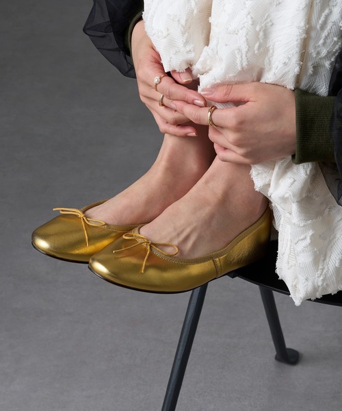 REMME（レメ）の「【REMME】レザーリボンバレエシューズ SHEEP LEATHER ZH-ZARAGOZA-SH（バレエシューズ・レディース・ピンク/ゴールド/ブラック/シルバー・39/38/37/36）」の21枚目の写真