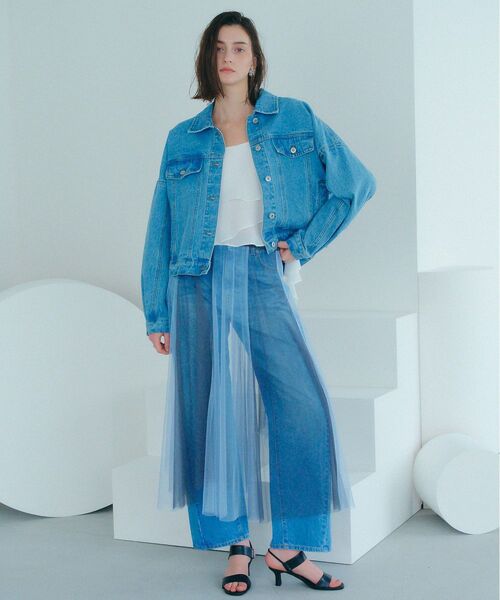 Editt by YECCA VECCA（エディットバイイェッカヴェッカ）の「フリンジデニムジャケット（ブルゾン・レディース・インディゴブルー/ライトインディゴブルー・FREE）」の17枚目の写真