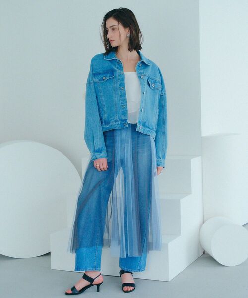 Editt by YECCA VECCA（エディットバイイェッカヴェッカ）の「フリンジデニムジャケット（ブルゾン・レディース・インディゴブルー/ライトインディゴブルー・FREE）」の16枚目の写真