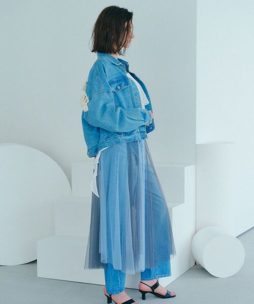 Editt by YECCA VECCA（エディットバイイェッカヴェッカ）の「フリンジデニムジャケット（ブルゾン・レディース・インディゴブルー/ライトインディゴブルー・FREE）」の14枚目の写真