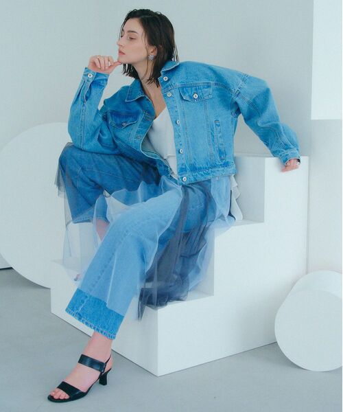 Editt by YECCA VECCA（エディットバイイェッカヴェッカ）の「フリンジデニムジャケット（ブルゾン・レディース・インディゴブルー/ライトインディゴブルー・FREE）」の10枚目の写真