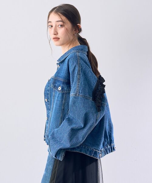 Editt by YECCA VECCA（エディットバイイェッカヴェッカ）の「フリンジデニムジャケット（ブルゾン・レディース・インディゴブルー/ライトインディゴブルー・FREE）」の8枚目の写真