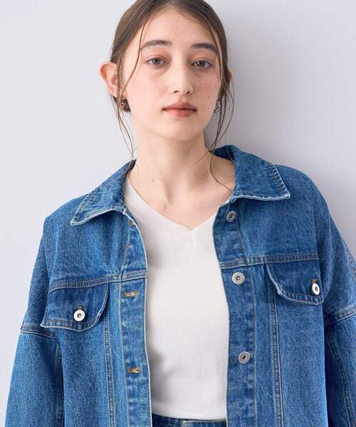 Editt by YECCA VECCA（エディットバイイェッカヴェッカ）の「フリンジデニムジャケット（ブルゾン・レディース・インディゴブルー/ライトインディゴブルー・FREE）」の5枚目の写真