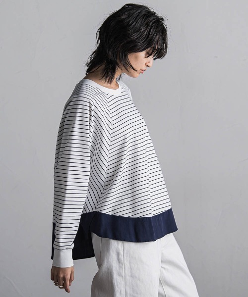 MAYSON GREY / メイソングレイ ポンチローマラグラン布帛切替プルオーバー≪洗濯機で洗える≫ ポンチローマラグラン布帛切替プルオーバー≪洗濯機で洗える