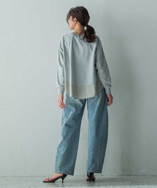 MAYSON GREY / メイソングレイ ポンチローマラグラン布帛切替プルオーバー≪洗濯機で洗える≫ ポンチローマラグラン布帛切替プルオーバー≪洗濯機で洗える