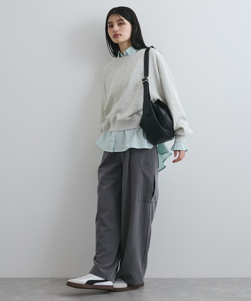 VIS（ビス）の「【2WAY】ワンオフショルダー胸刺繍スウェットプルオーバー（スウェット・レディース・キナリ/ピンク系その他2/ライトグレー・FREE）」の4枚目の写真