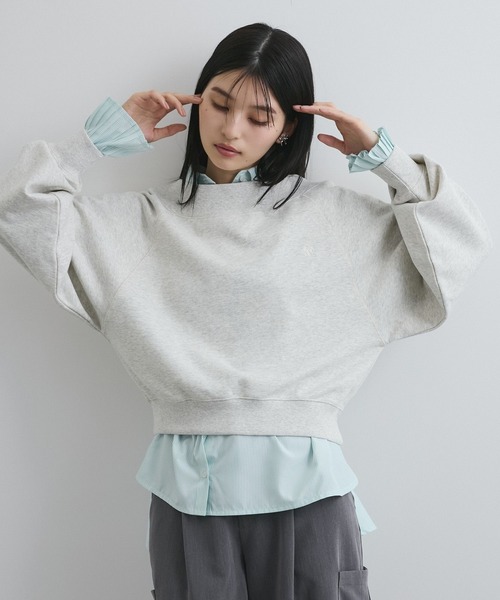 VIS（ビス）の「【2WAY】ワンオフショルダー胸刺繍スウェットプルオーバー（スウェット・レディース・キナリ/ピンク系その他2/ライトグレー・FREE）」の5枚目の写真