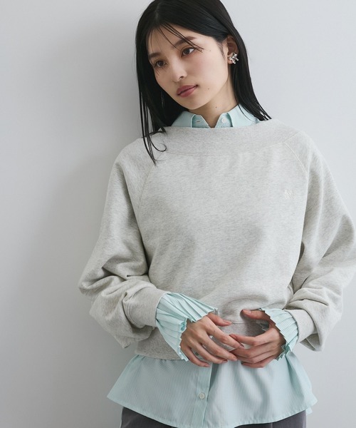 VIS（ビス）の「【2WAY】ワンオフショルダー胸刺繍スウェットプルオーバー（スウェット・レディース・キナリ/ピンク系その他2/ライトグレー・FREE）」の6枚目の写真