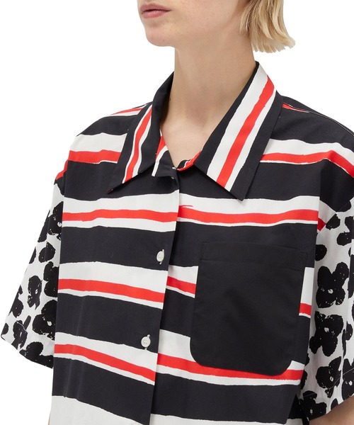 MSGM - MSGM ストライプシャツ MSGM - MSGM フラワー ストライプ シャツ 川口春奈 完売 新品の
