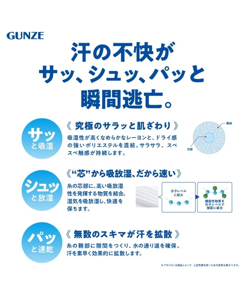 GUNZE(グンゼ)の「アセドロン ソックス クルー丈 ベタつき瞬時にどこへやら(ソックス/靴下・メンズ・チャコール/ネイビー/杢グレー/ブラック・25-27CM)」の8枚目の写真