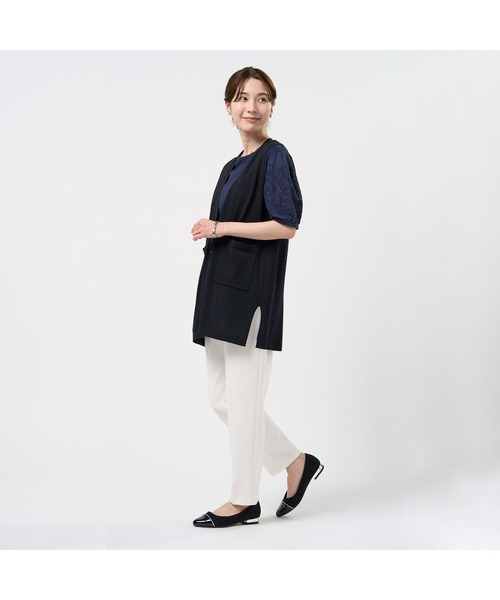 TOKYO SHIRTS（トウキョウシャツ）の「ニット ロングジレ レディース（ニット/セーター・レディース・ネイビー/ブラック・M/L）」の4枚目の写真