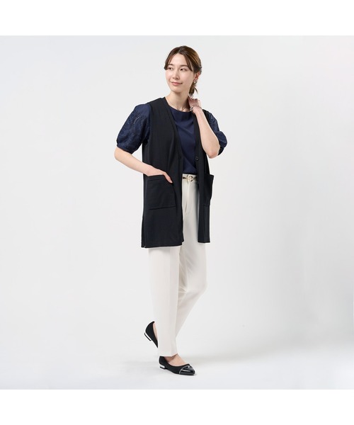 TOKYO SHIRTS（トウキョウシャツ）の「ニット ロングジレ レディース（ニット/セーター・レディース・ネイビー/ブラック・M/L）」の3枚目の写真