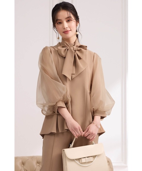 Cinderella（シンデレラ）の「パンツドレス パンツスーツ セットアップ 結婚式 フォーマル 同窓会 謝恩会 長袖 発表会 大きいサイズ オケージョン カジュアル 卒業式 二次会 入学式 パーティードレス 服装（パンツドレス・レディース・ネイビー/ベージュ/ブラック・LARGE/X-LARGE/MEDIUM）」の15枚目の写真