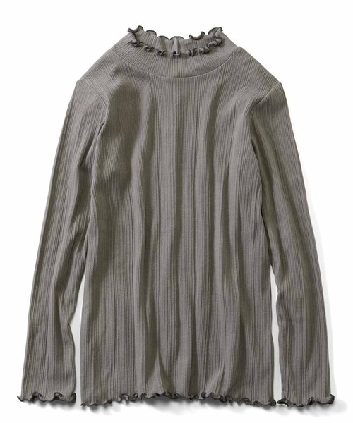 IEDIT(イディット)の「IEDIT 綿100%・抗菌防臭・UVカットがうれしい三つ星メローリブトップス(Tシャツ/カットソー・レディース・ブラウン/グリーン系その他/グレー・L/M/LL/3L/S/4L)」の2枚目の写真
