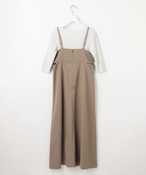 エニィスィス【洗える・2SET】カットデザインスタイルアップ ワンピース×ニット any SiS｜【洗える・2SET】カットデザインスタイルアップ