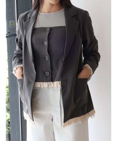 dazzlin(ダズリン)の「フリルジャケット(テーラードジャケット・レディース・チャコールグレー/グレー・FREE)」の16枚目の写真