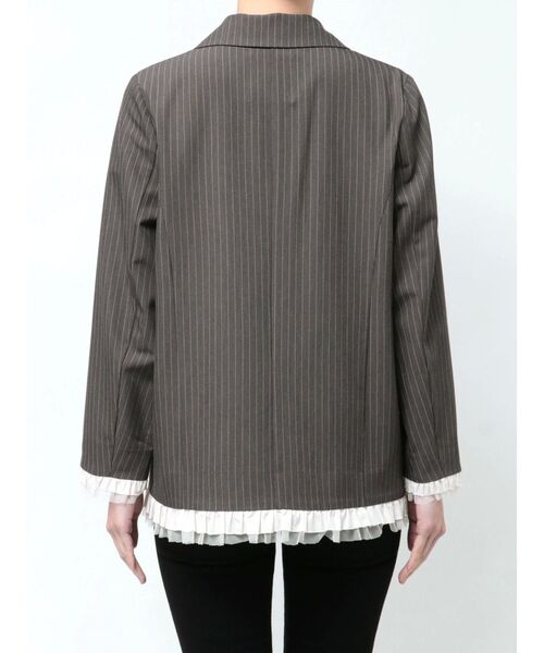 フリル付きグレー テーラードジャケット セール】フリルジャケット（テーラードジャケット）｜dazzlin
