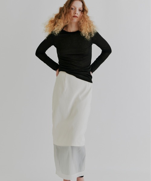 kiehtova（キエトヴァ）の「【kiehtova】SHEER CUT TIGHT SKIRT/シアー カット タイト スカート（スカート・レディース・ブラック/ナチュラル・M/L）」の4枚目の写真