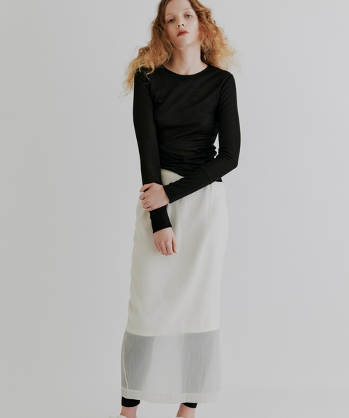 kiehtova（キエトヴァ）の「【kiehtova】SHEER CUT TIGHT SKIRT/シアー カット タイト スカート（スカート・レディース・ブラック/ナチュラル・M/L）」の8枚目の写真